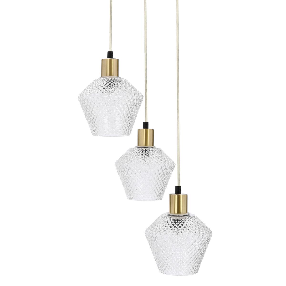 Pendelleuchte 33-36377 Greniko - Transparent/Goldfarben, KONVENTIONELL, Metall (30/30/120cm)