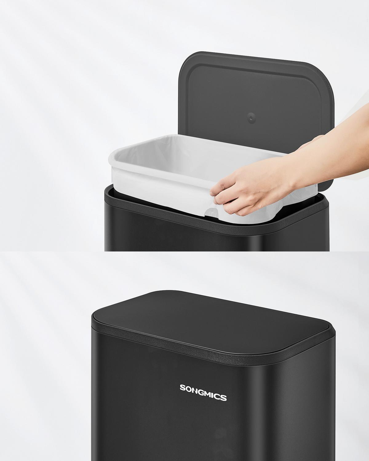 Abfallsammler Schwarz B: 36,6cm - Schwarz, Basics, Kunststoff/Metall (36,6/42,5/30cm)