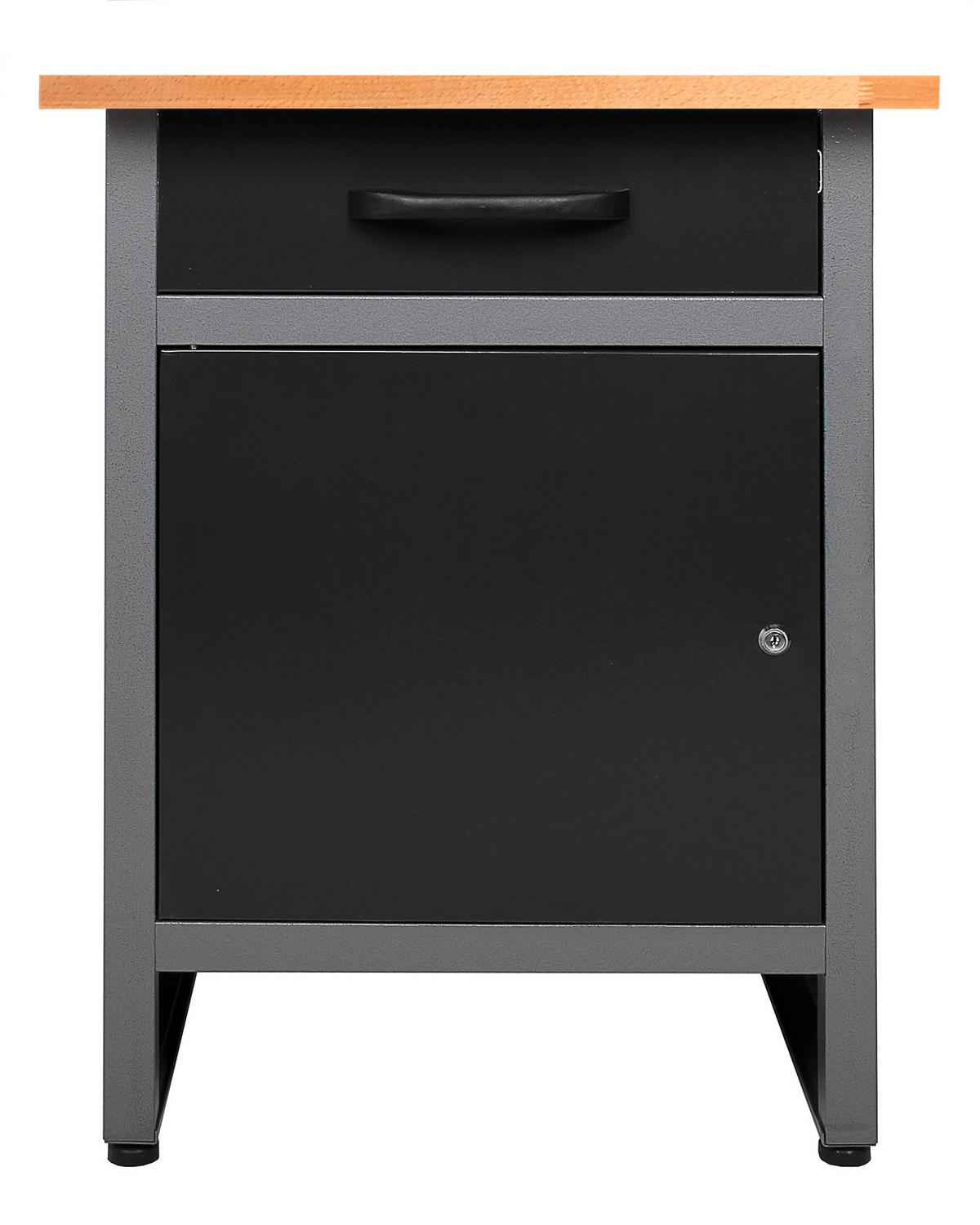 Werkbank Wolle Echtholz/Stahl Anthrazit/Eiche/Buche B: 60 cm - Anthrazit/Grau, Basics, Holz/Metall (60/85/60cm)