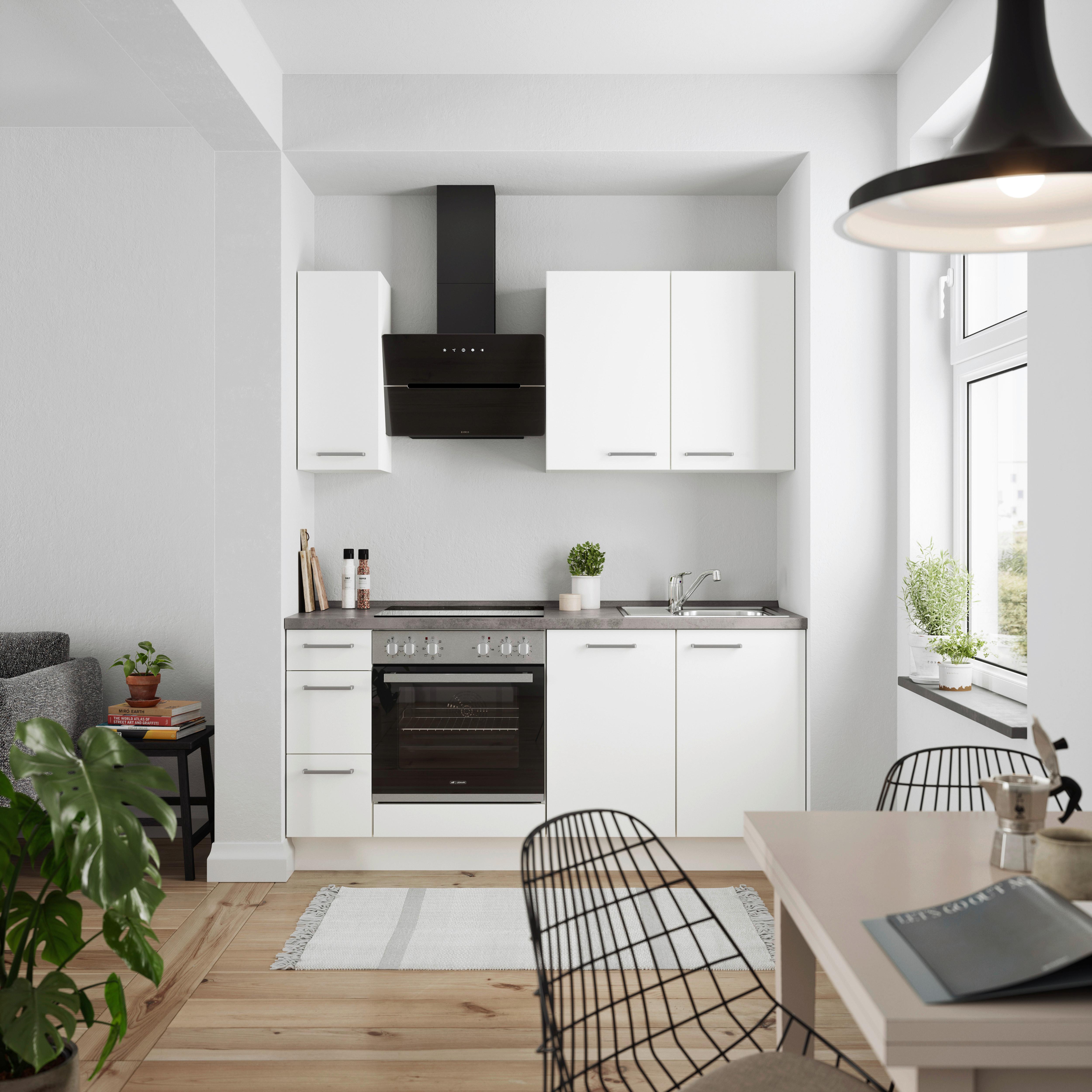 KÜCHENLEERBLOCK TOUCH HIGH - LINE, H1 LINKS - Weiß/Grau, MODERN, Holzwerkstoff (180cm) - Nobilia