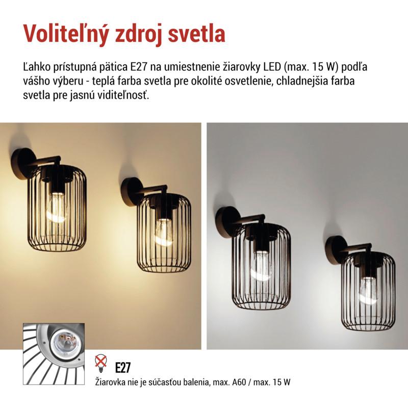 VONKAJŠIE LED SVIETIDLO SALVIA - čierna, Modern, kov/plast