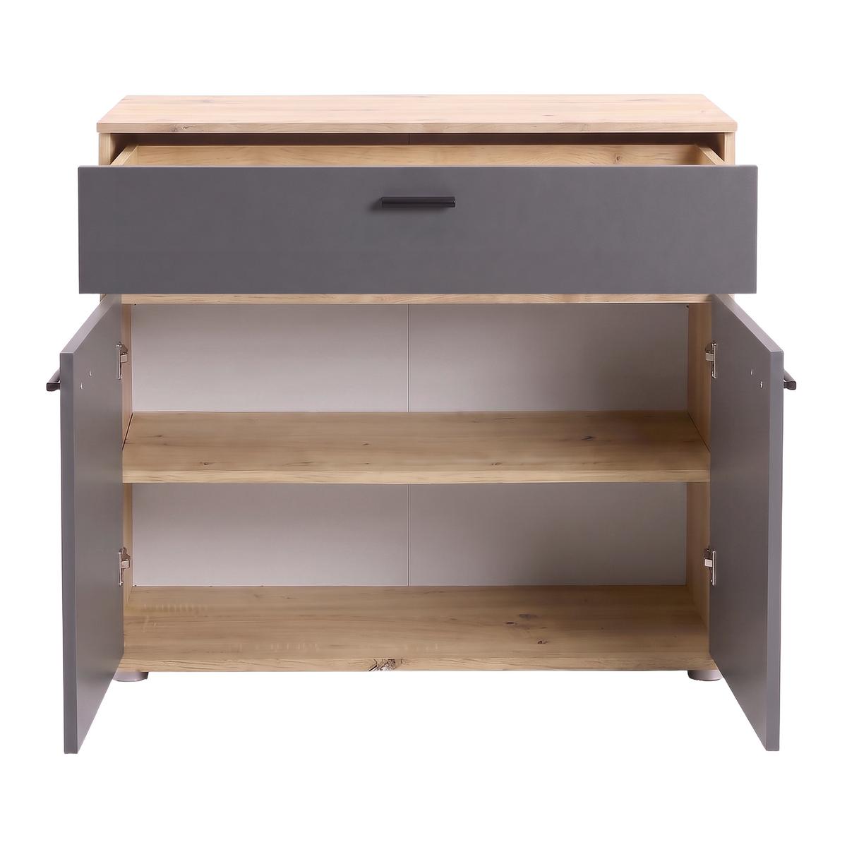 Kommode Carmen 2 Anthrazit/Eichefa. B: 80,2 cm - Eichefarben/Anthrazit, Trend, Holzwerkstoff (80,2/80/35cm) - Based
