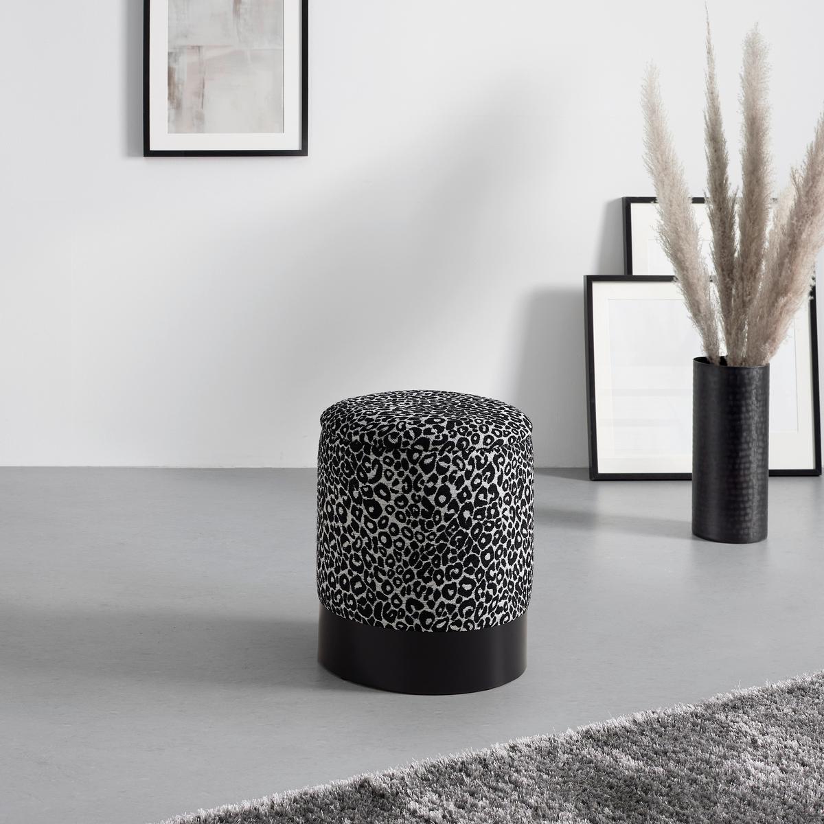 Designový taburet BACA, černo-bílá žin., max. 140 kg - bílá/černá, Lifestyle, kov/dřevo (35/35/42,5cm) - Mömax