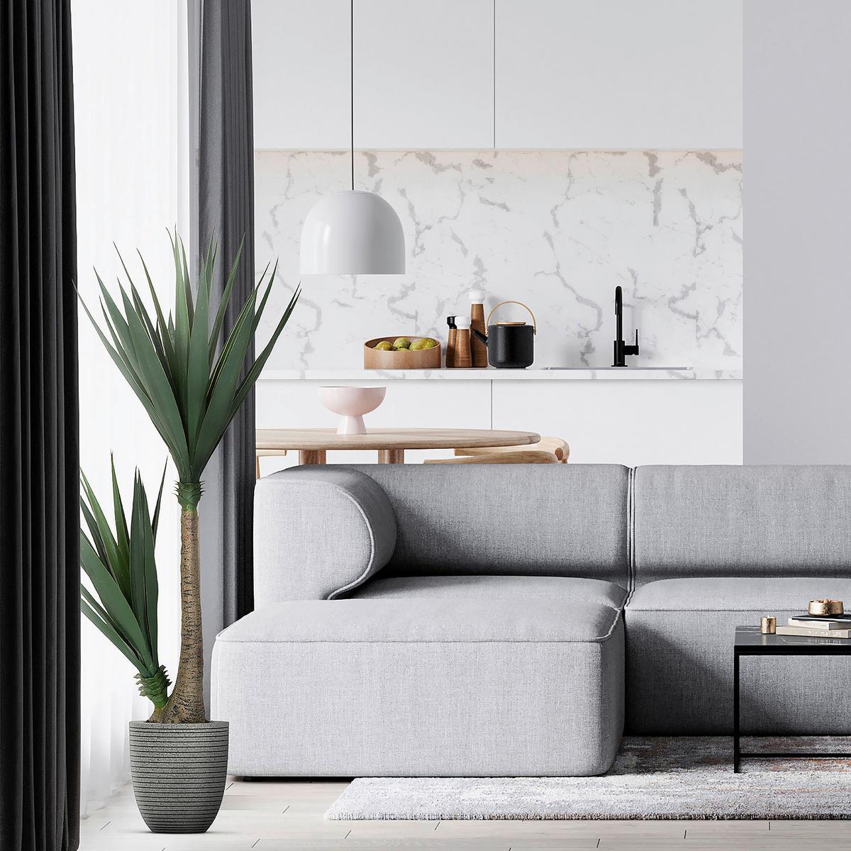 Kunstpflanze Yucca - Schwarz/Braun, Basics, Kunststoff (50/135/50cm) - MID.YOU