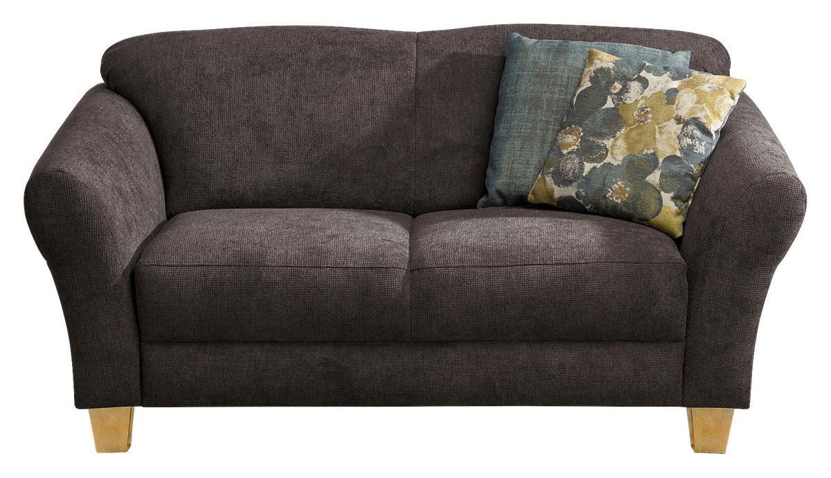 2-Sitzer-Sofa Gotland braun Rücken echt, 163x84x89 cm - Dunkelbraun/Naturfarben, KONVENTIONELL, Textil (163/84/89cm) - Sit & More