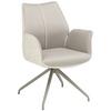 Armlehnstuhl Darcy Lederlook Grau 360° Drehbar - Champagner/Grau, KONVENTIONELL, Textil/Metall (61/82,5/61cm) - Livetastic