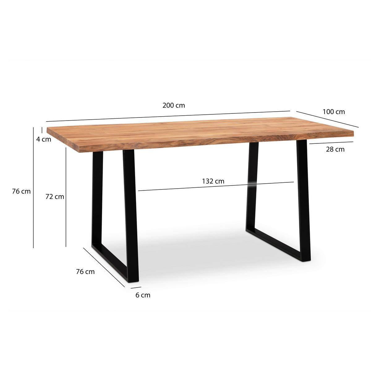 Schreibtisch Wl7.265 - Schwarz/Akaziefarben, MODERN, Holz/Metall (200/100/76cm) - MID.YOU