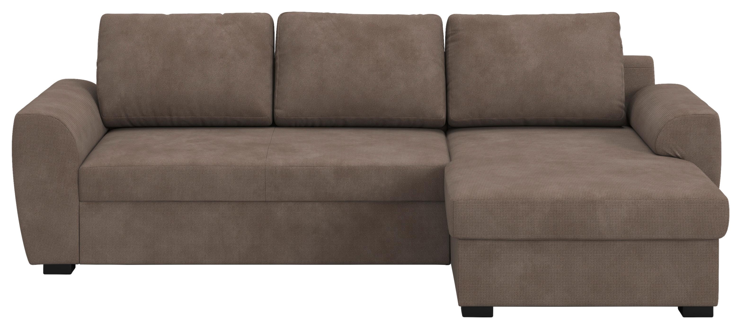 Ecksofa mit Bettfunktion Mikrofaser taupe, B: 253cm - Taupe/Schwarz, Trend, Textil (253/154cm) - MID.YOU