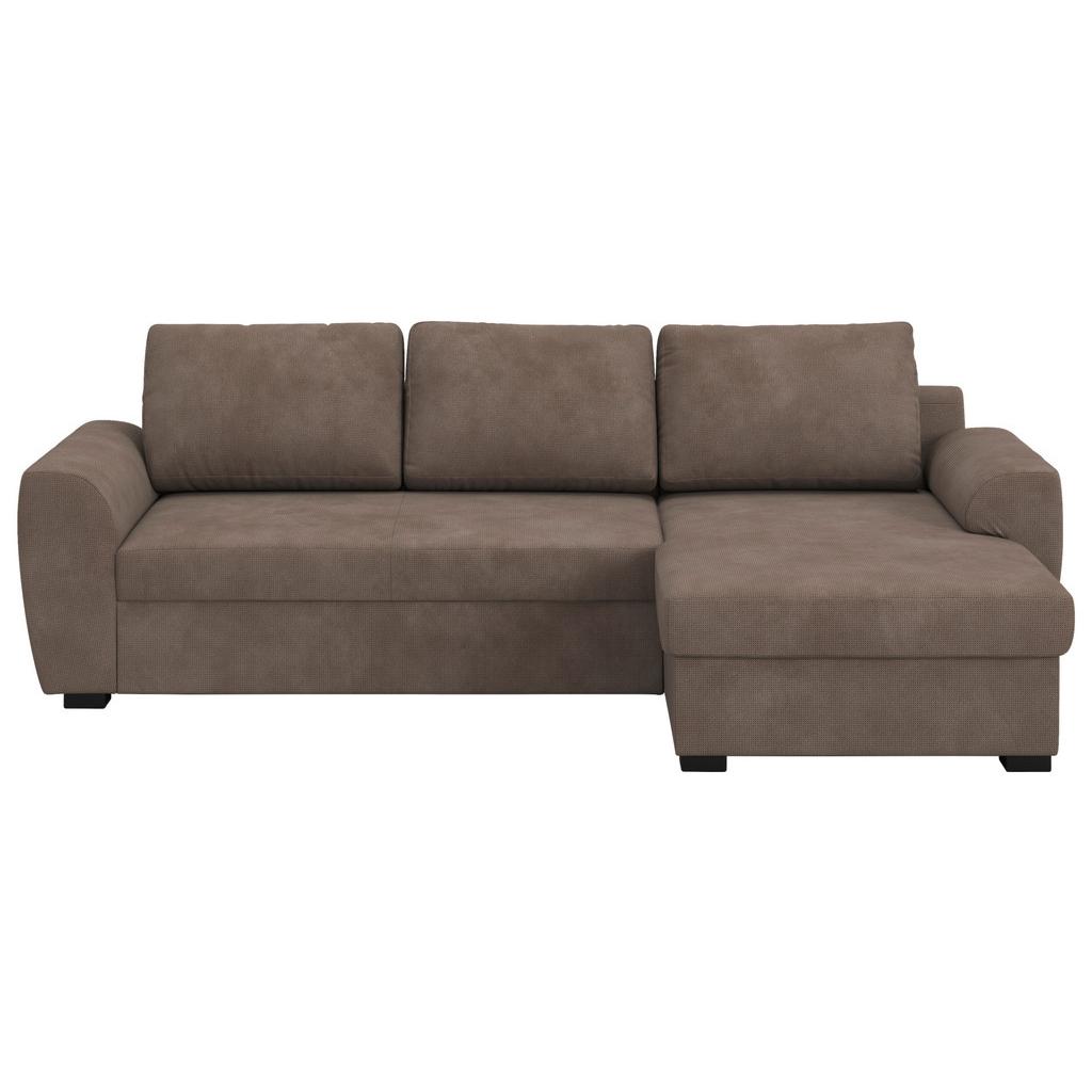 Ecksofa mit Bettfunktion Chenille taupe, B: 253cm