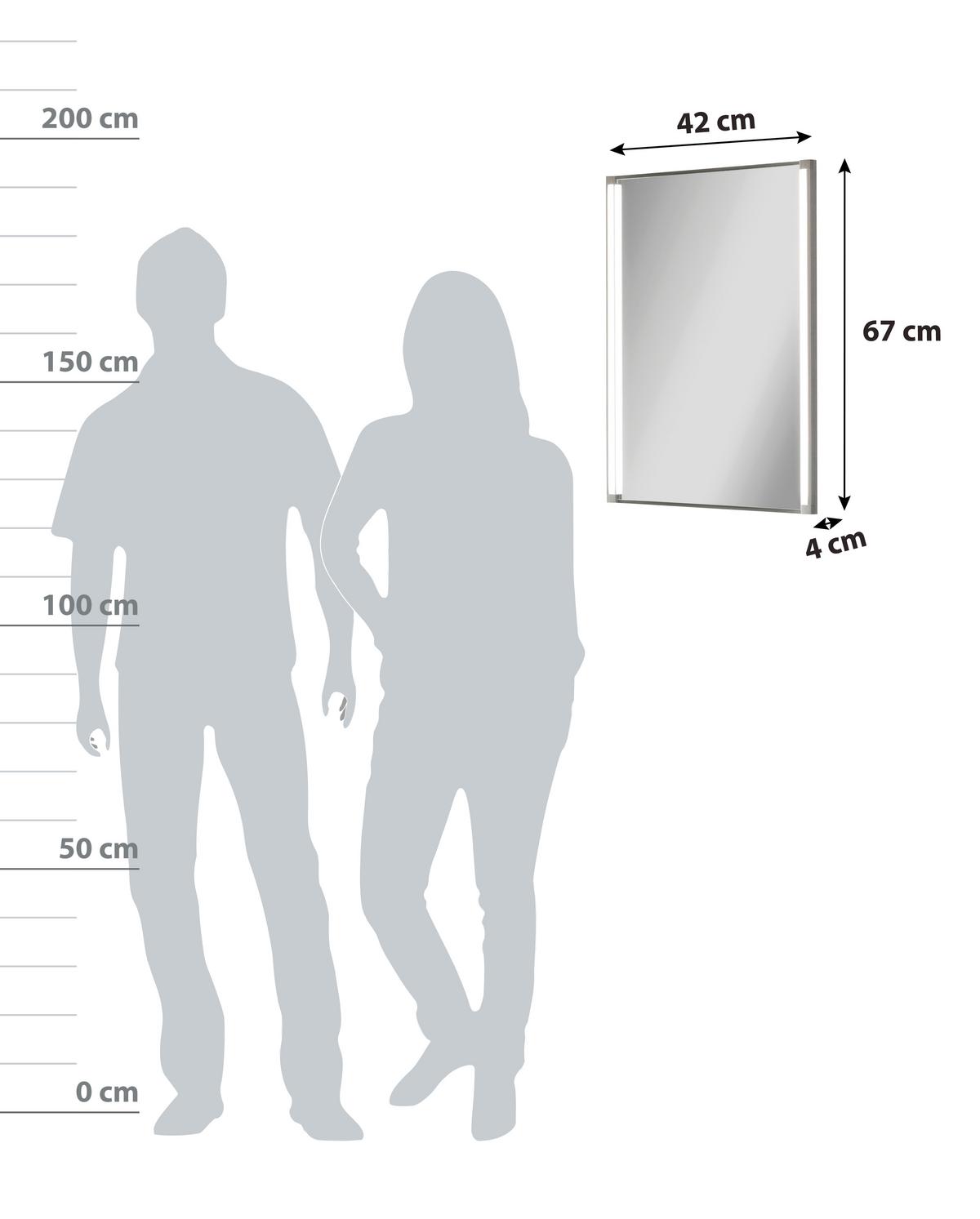 Badespiegel LED-Line BxH 42x67 cm Led Beleuchtung - Alufarben, MODERN, Glas/Holzwerkstoff (42/67/4cm) - MID.YOU