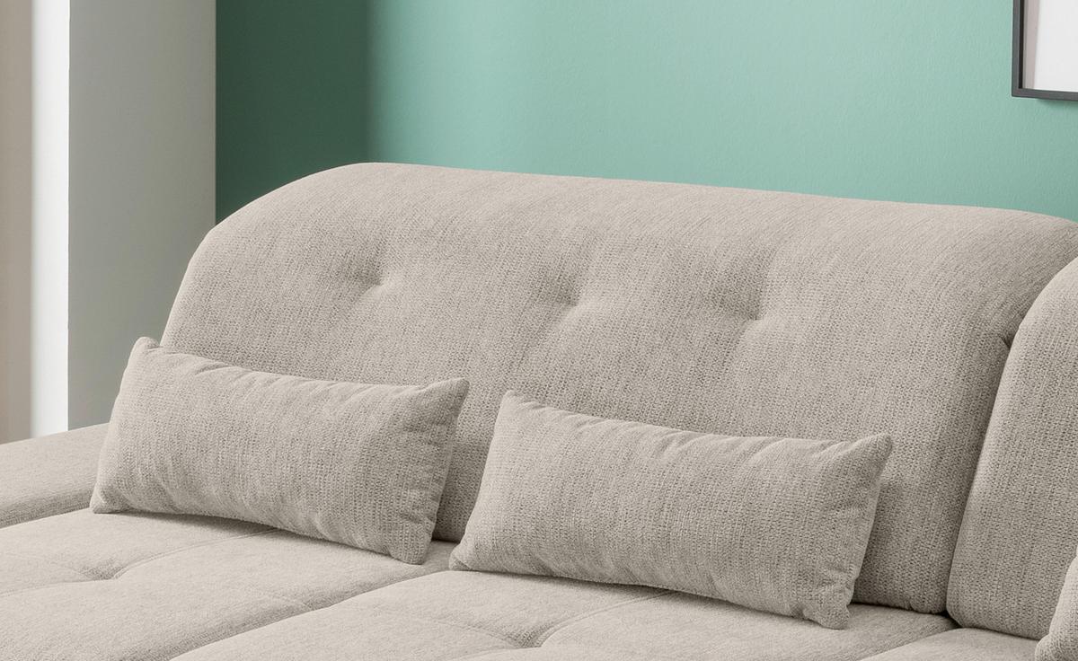 Ecksofa Mit Schlaffunktion Dalida Beige, S: 280x254 Cm - Chromfarben/Beige, Design, Textil (280/254cm) - Livetastic