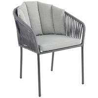 Gartensessel Zoe Metal / Kunststoff / Textil - Schwarz/Grau, MODERN, Kunststoff/Textil (59/77,5/61cm) - Beldano