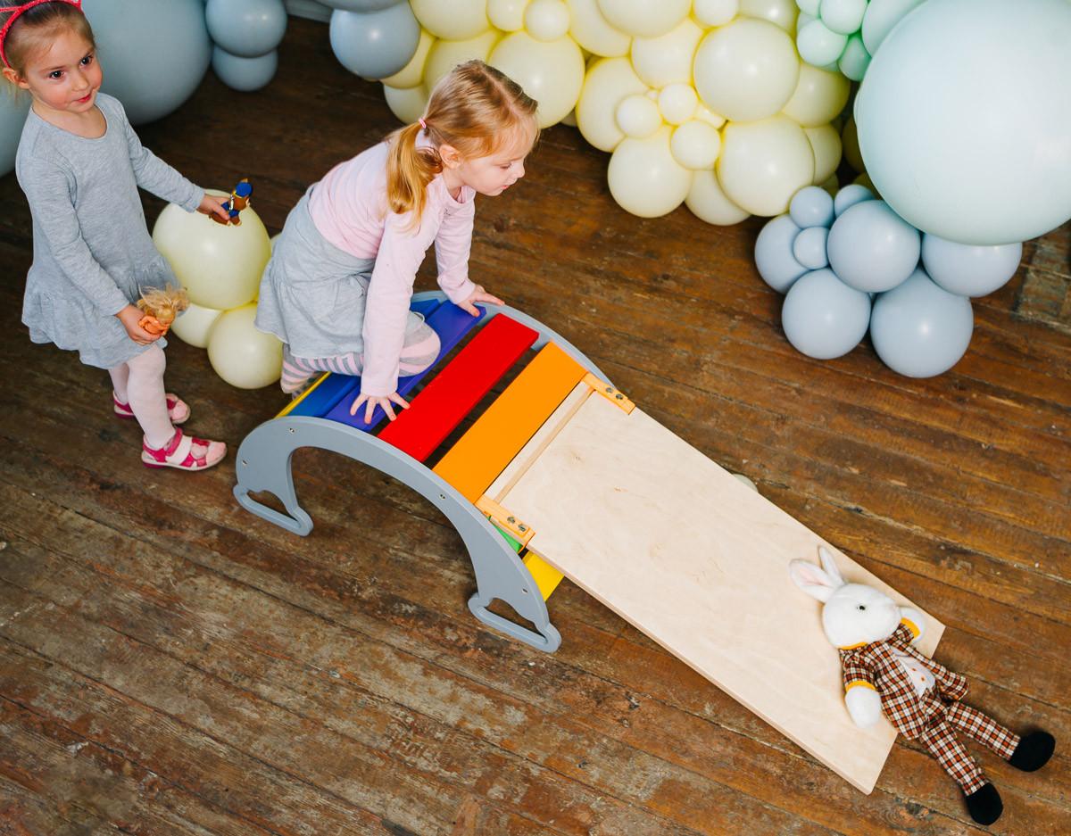 Wippe The Sway Rainbow - Multicolor/Grau, Basics, Holz (40/75/37cm)