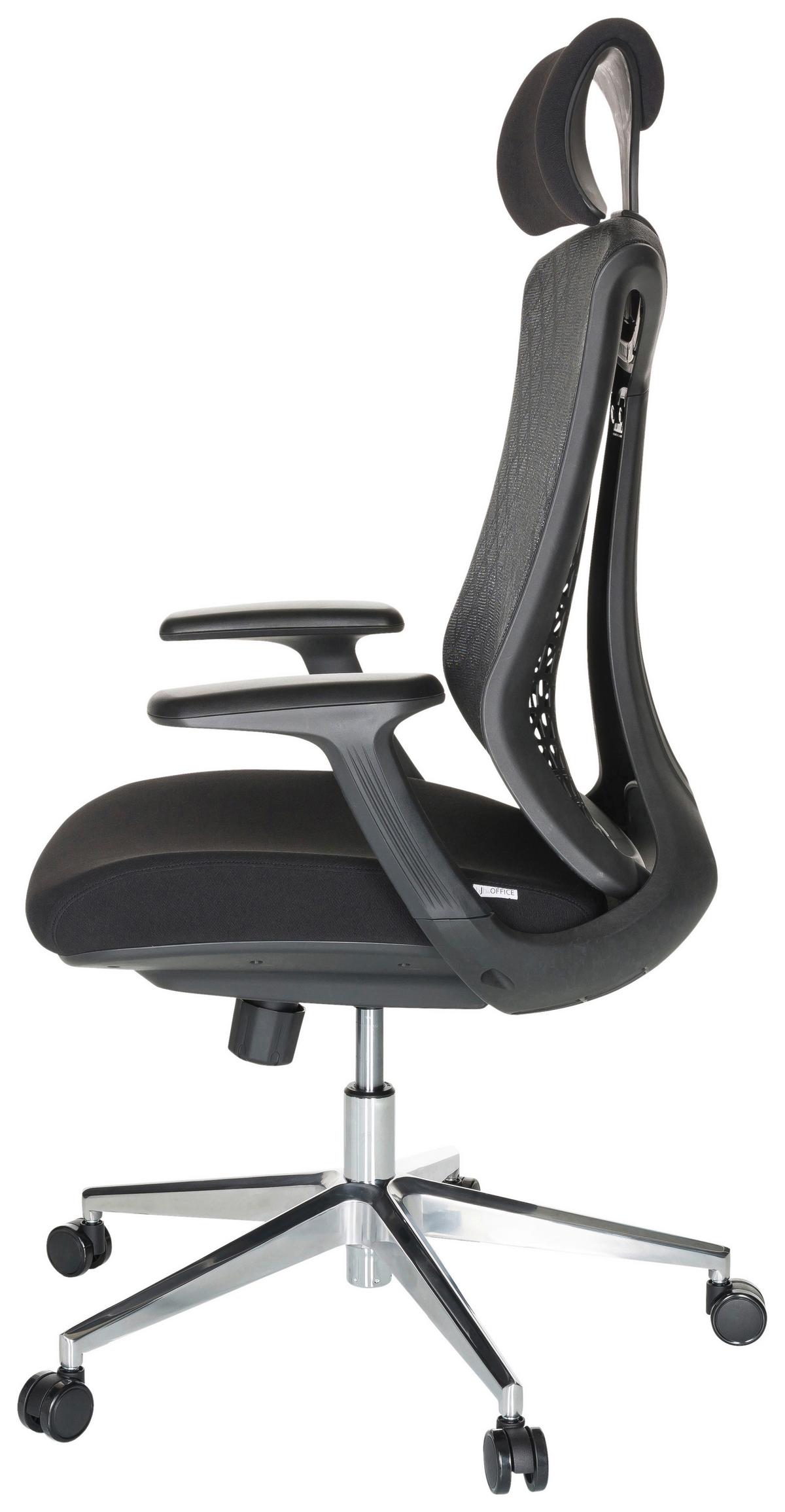 Bürostuhl Faleo b mit Wippfunktion Schwarz Bis 120kg - Silberfarben/Schwarz, Basics, Kunststoff/Textil (67/115/69cm) - MID.YOU