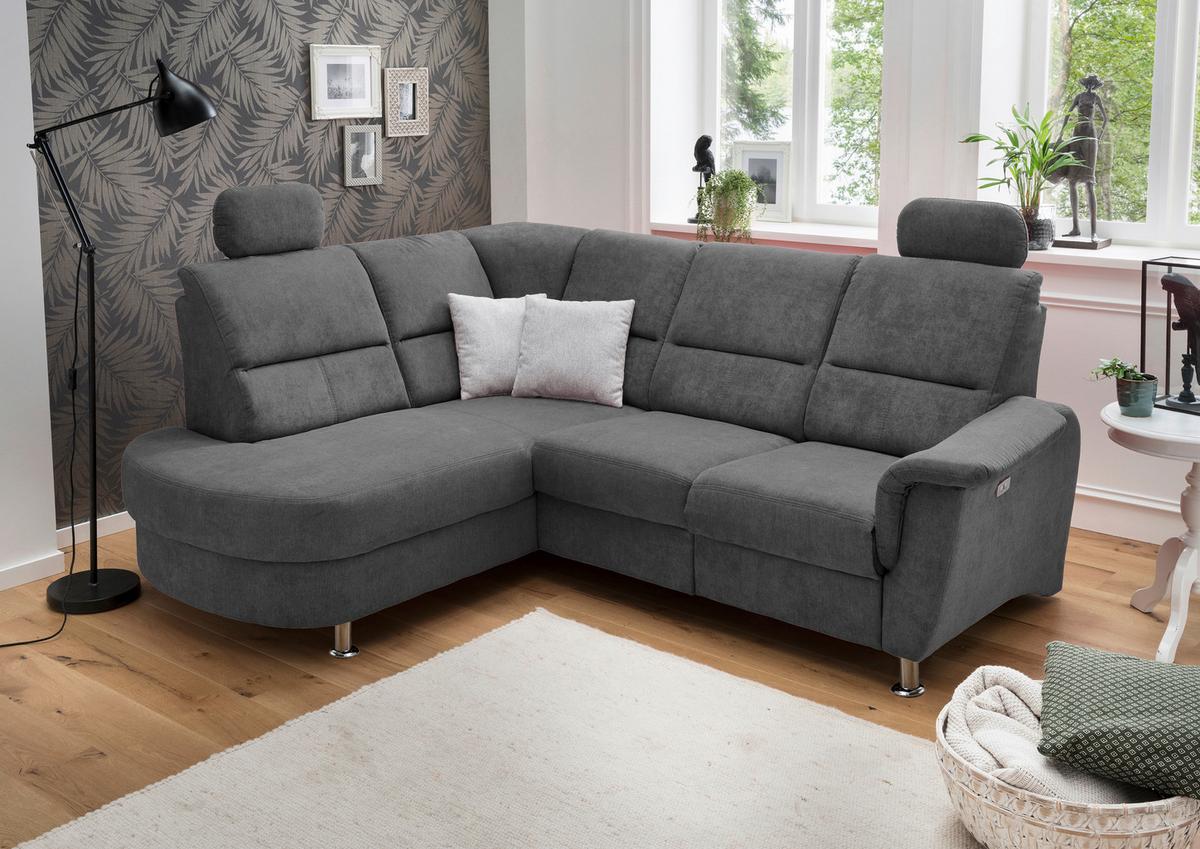 Ecksofa Parole Anthrazit S:184/231 Cm - Chromfarben/Anthrazit, KONVENTIONELL, Textil (231/45/55cm) - Livetastic