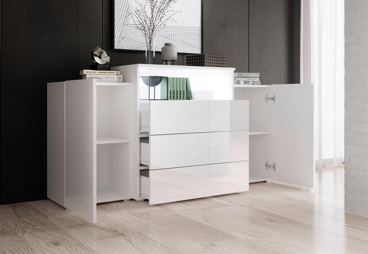 Široká komoda URBANII biela VL - sivá/biela, Lifestyle, kompozitné drevo/plast (150/68,7/32,5cm) - P & B