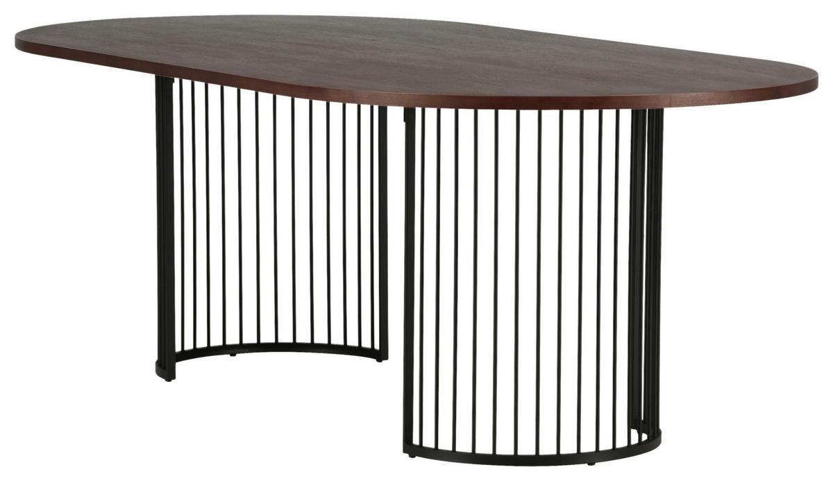 Esstisch Hamneksär - Dunkelbraun/Schwarz, Design, Holzwerkstoff/Metall (220/110/75cm) - Livetastic