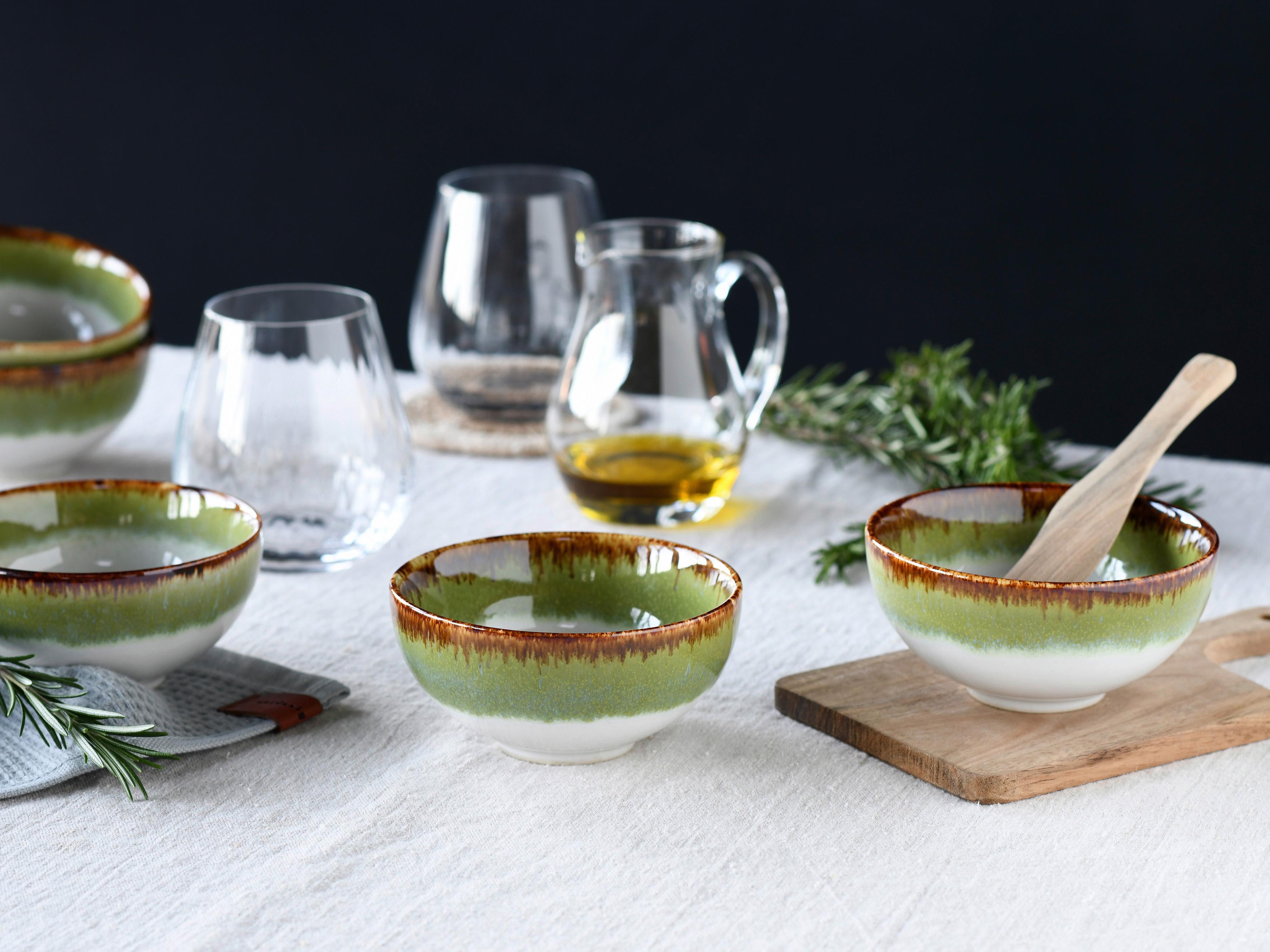 Dipschalenset 6 -teilig. Cascade Steinzeug: Weiß/grün - Weiß/Grün, Design, Keramik - Creatable