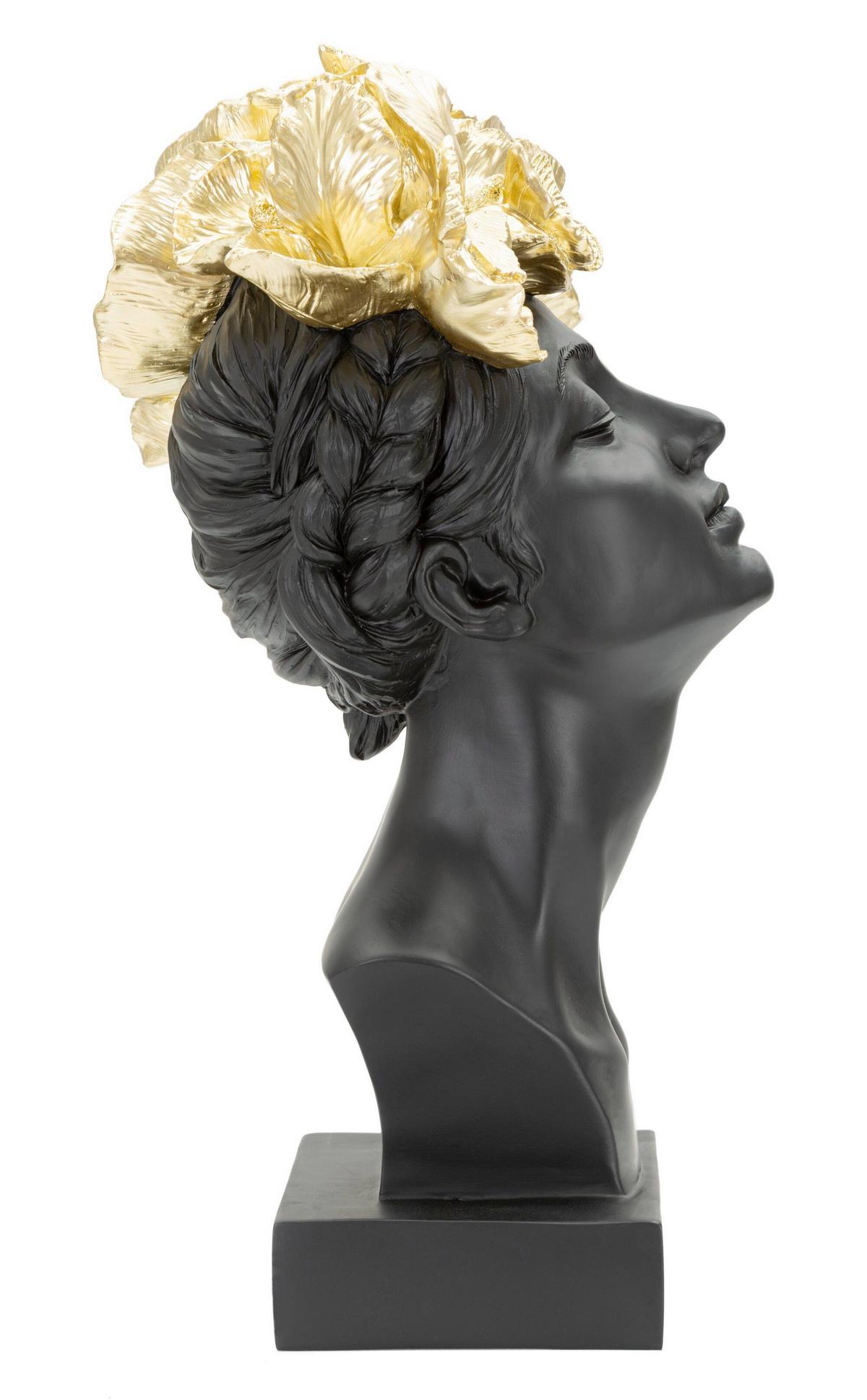 Skulptur Woman With Butterfly Schwarz, Goldfarben, B: 21 cm - Goldfarben/Schwarz, Basics, Kunststoff (21/36.5/20cm)