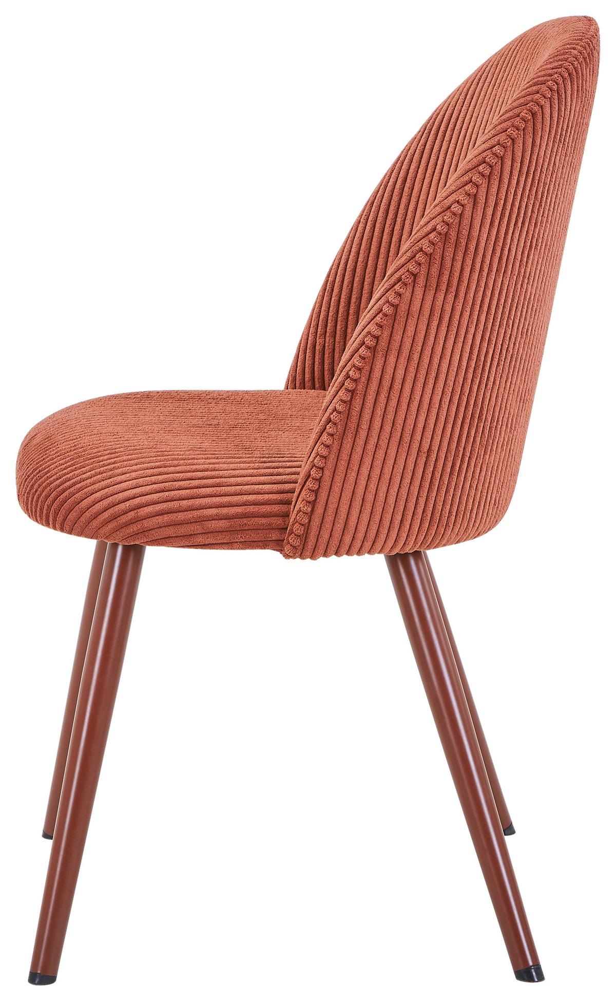 Vierfußstuhl Wando Cord Rotbraun Gepolstert - Rotbraun, Trend, Textil/Metall (53/84/54cm)