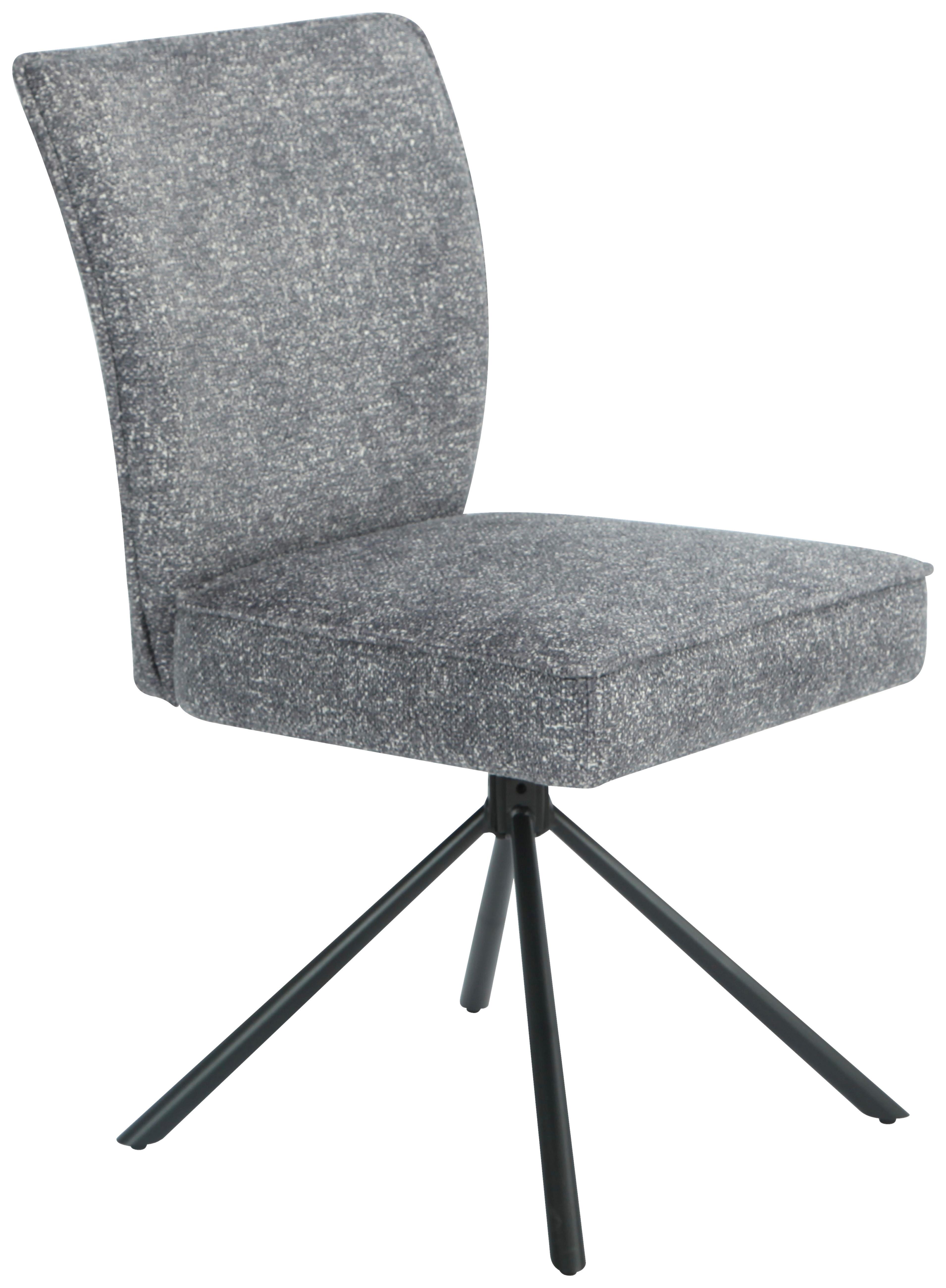 Stuhl Ellen Webstoff Anthrazit, B: 49 cm - Anthrazit/Schwarz, MODERN, Textil/Metall (49/91/66cm)