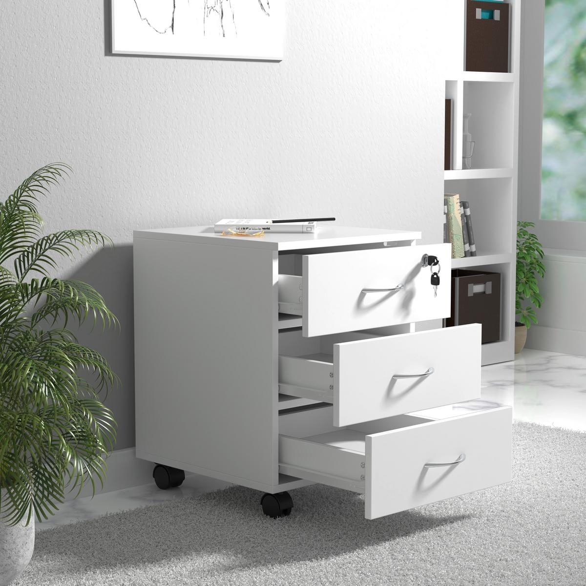 Rollcontainer Baula Weiß B: 40 Cm - Weiß, Design, Holzwerkstoff/Kunststoff (40/54/44cm) - MID.YOU