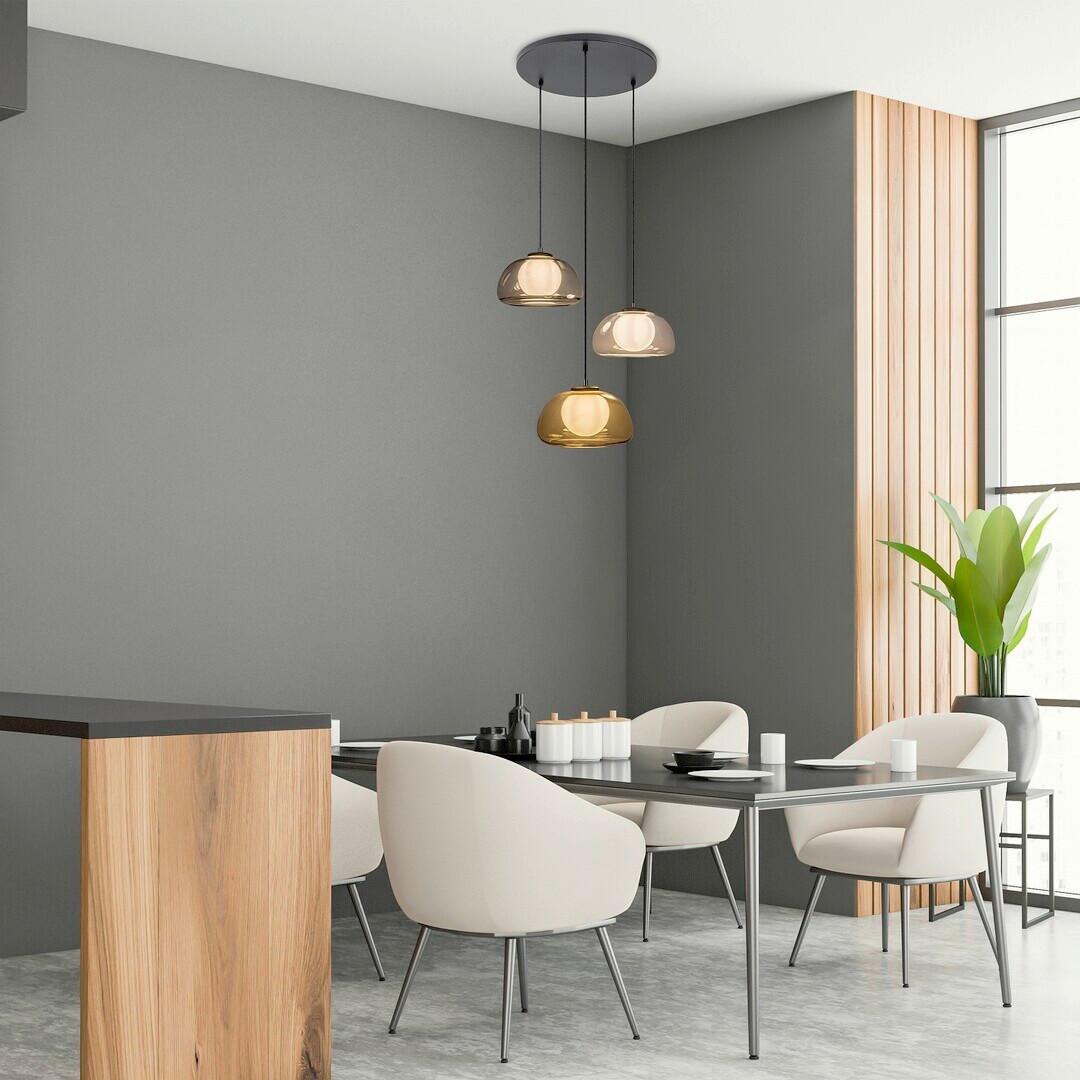ZÁVĚSNÉ SVÍTIDLO ELOWEN - bílá/jantarové barvy, Moderní, kov/plast (40/150cm)