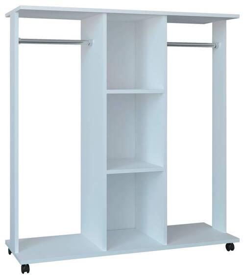 Regal Mit Kleiderstangen Ralosa B: 116 Cm Weiß - Weiß, MODERN, Holzwerkstoff/Kunststoff (116/124/40cm) - MID.YOU