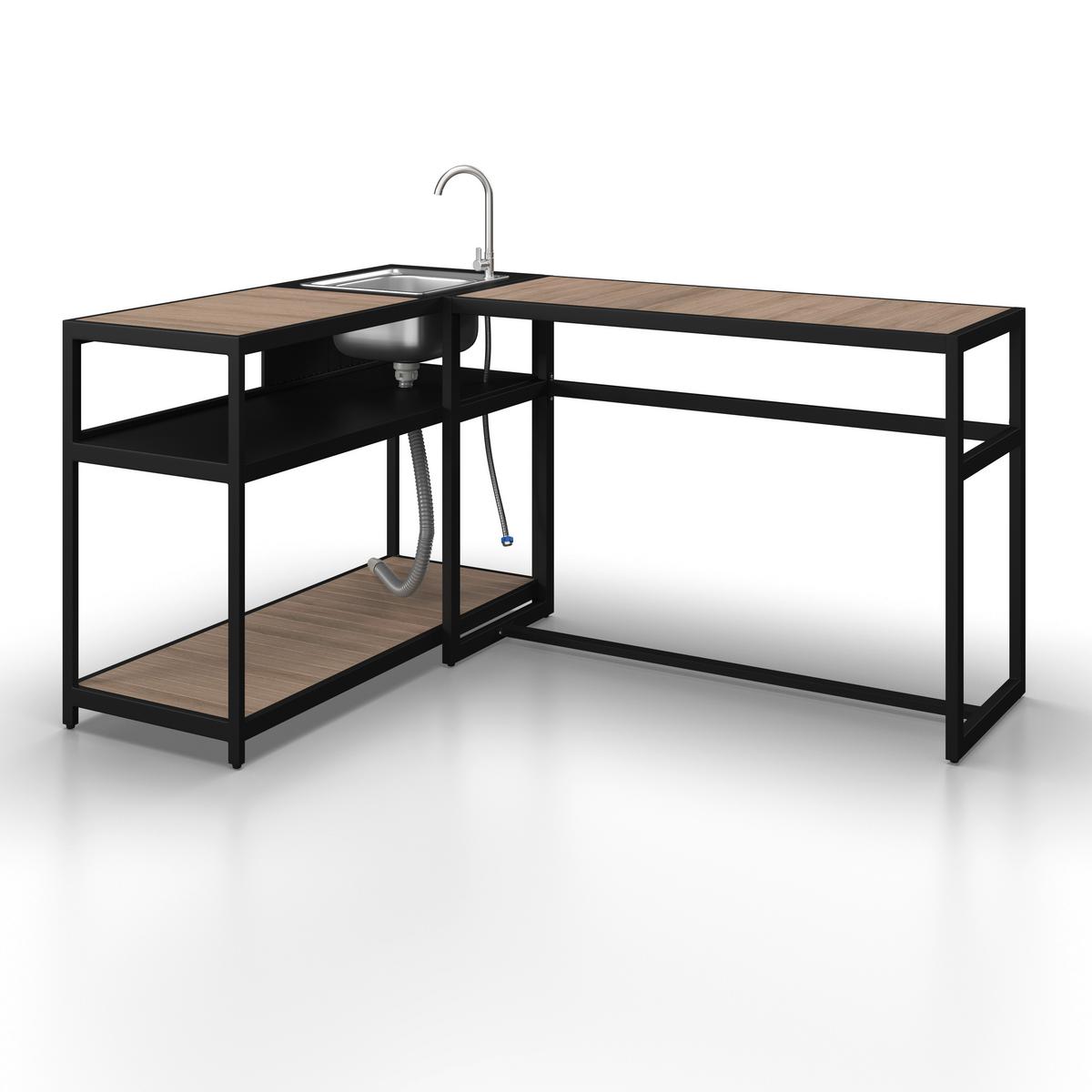 VENKOVNÍ KUCHYNĚ DELIA - černá/přírodní barvy, Moderní, kov/plast - Bessagi Garden