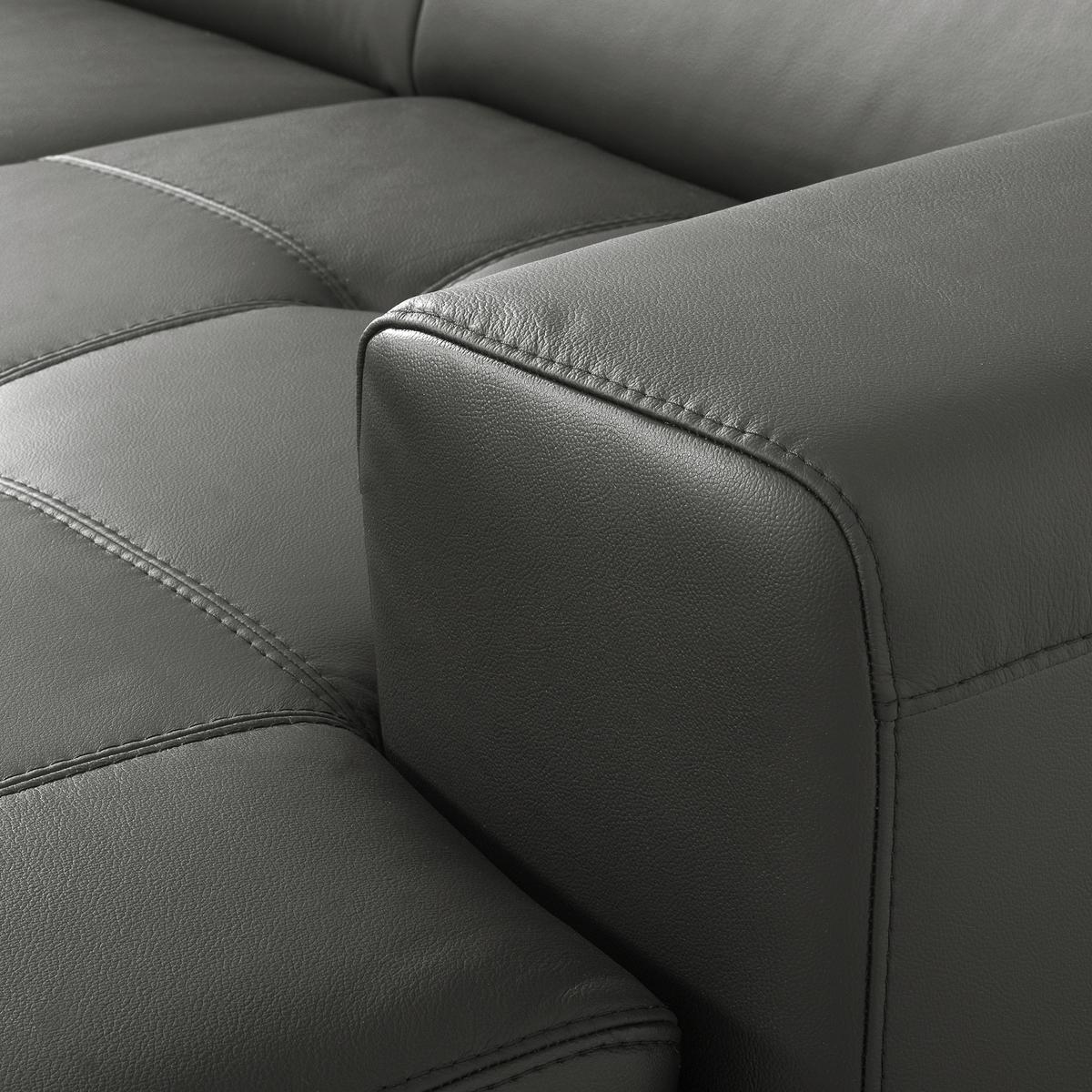 Ecksofa Torino Teilleder Anthrazit 247x173 - Anthrazit/Schwarz, Design, Leder/Textil (247/173cm) - Livetastic