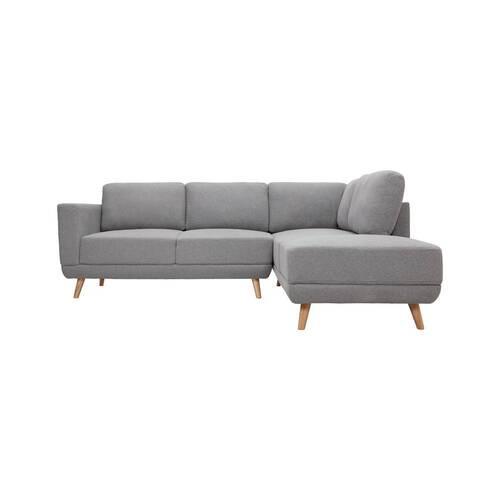 Sedací souprava KYLE šířka 242cm/162cm - šedá/přírodní barvy, Moderní, dřevo/textil (242/88/189cm) - Bessagi Home