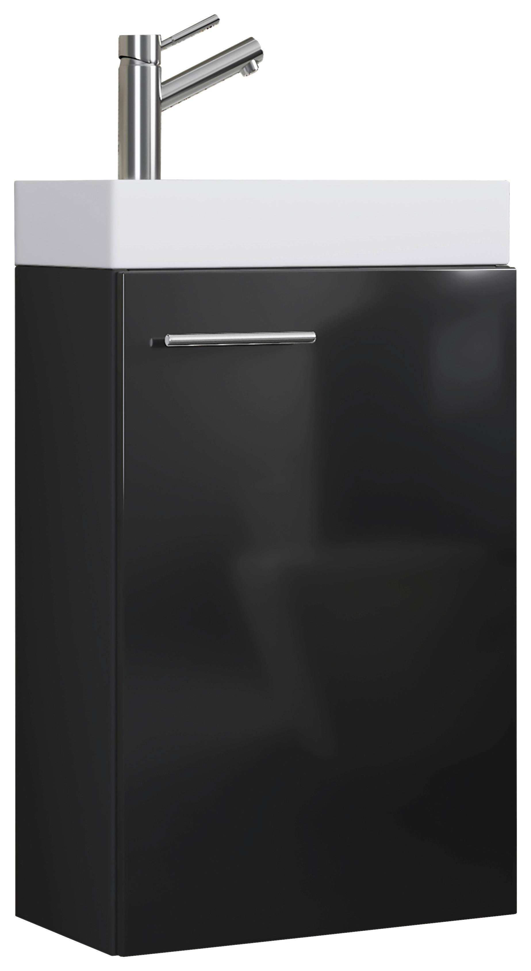 Badmöbel-Set Gäste WC 2-Tlg. Slito B: 40,5 cm Schwarz - Schwarz/Weiß, MODERN, Keramik/Holzwerkstoff (40,5cm) - MID.YOU