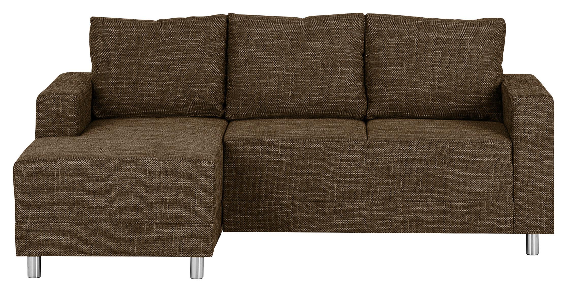 Ecksofa Grenwood Braun S: 144x200 cm - Chromfarben/Braun, Design, Textil (144/200cm) - MID.YOU