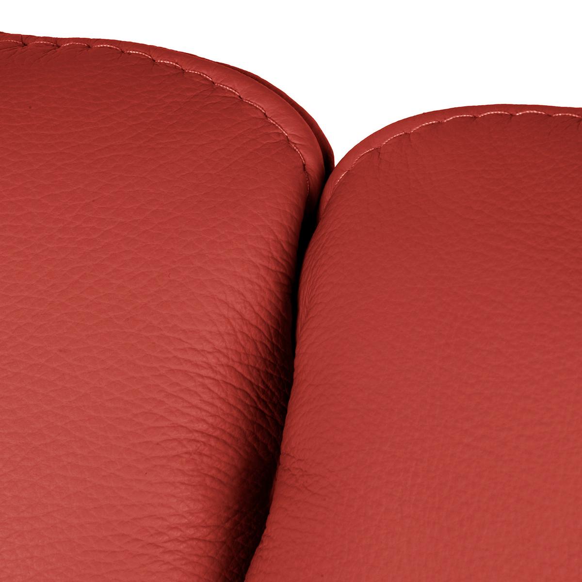 2-Sitzer-Sofa Comodo Echtleder Rot B: 164 cm - Silberfarben/Rot, Design, Leder (164/90/88cm) - Livetastic