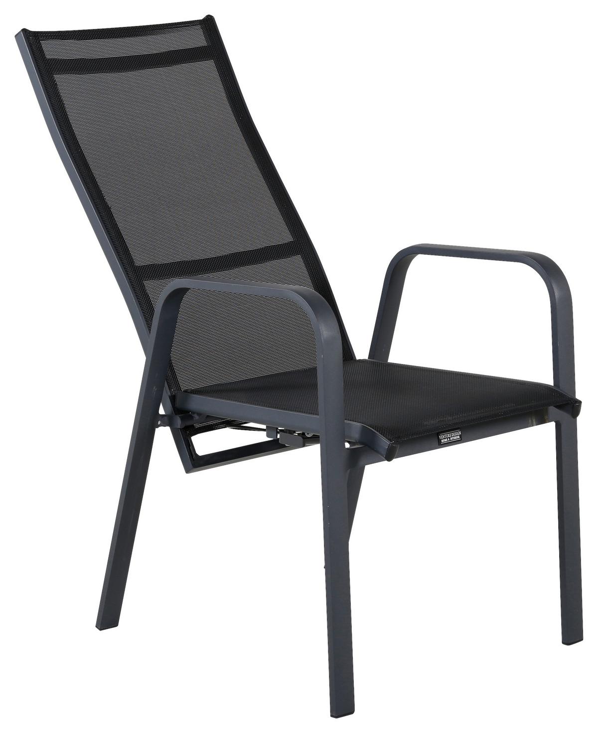 Gartensessel-set Copacabana Aluminium - Schwarz, KONVENTIONELL, Metall (56.5/110/65cm) - Gardenson