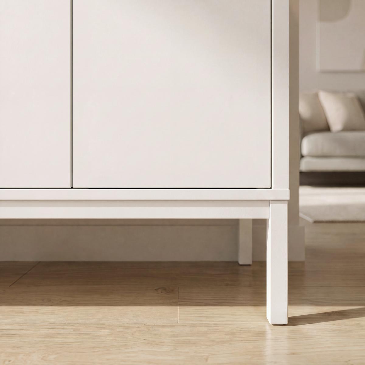Široká komoda Amber biela MDF/Kov práškovaný - biela, Modern, kov/kompozitné drevo (150/80/40cm) - Bessagi Home