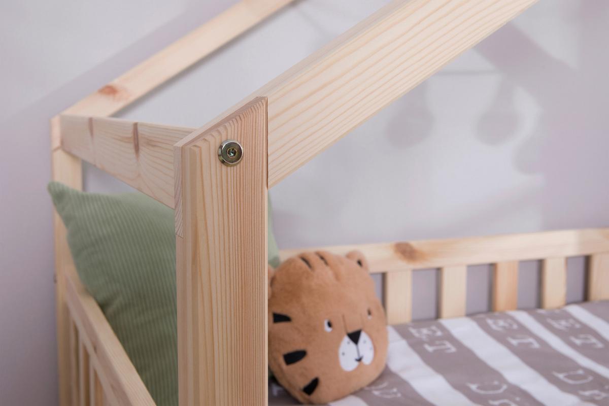 Hausbett Lou Bettschublade Naturfarben B: 90 Cm - Naturfarben/Weiß, MODERN, Holz/Textil (90/200cm) - MID.YOU