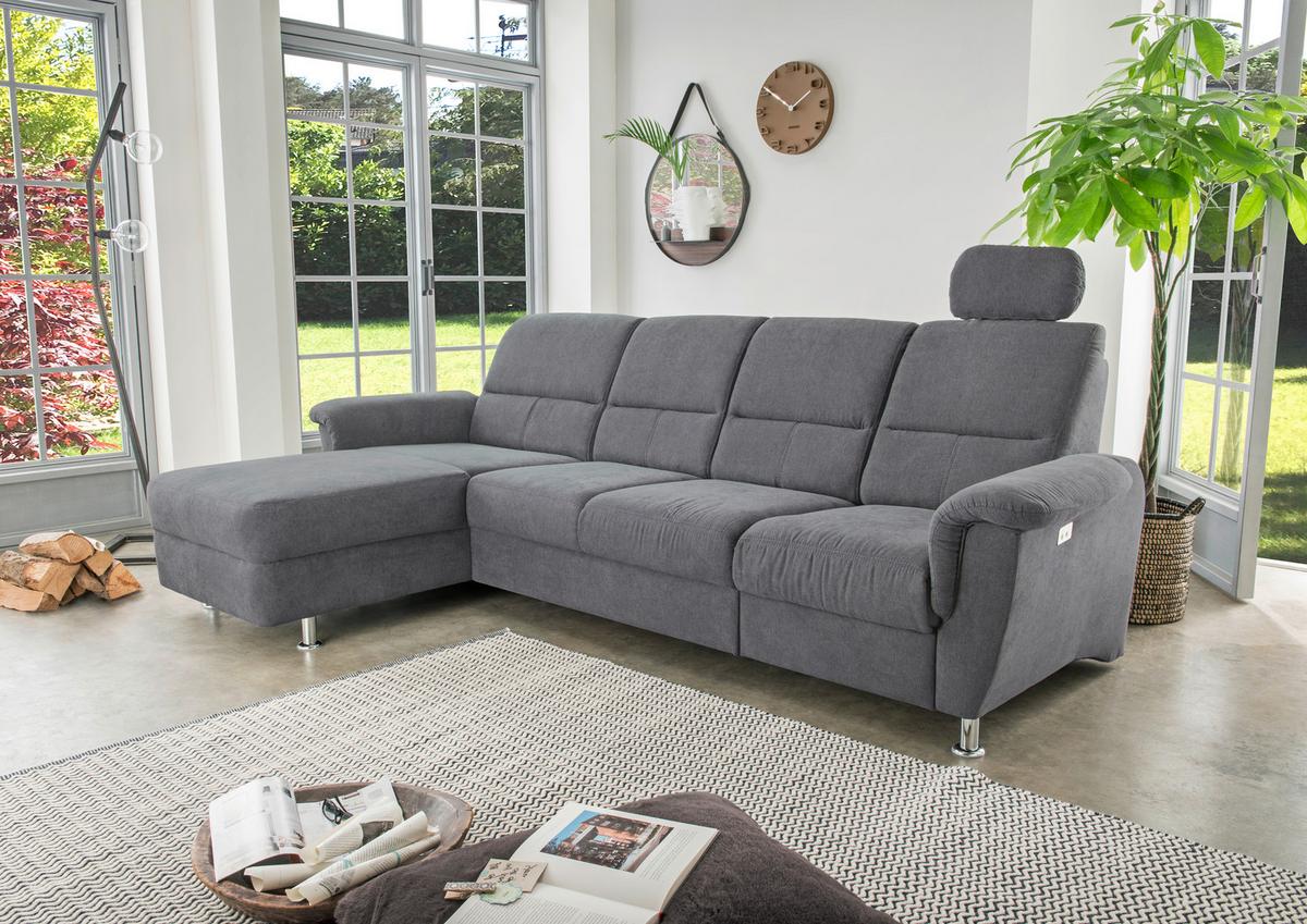 Ecksofa Parole Anthrazit S:165/292 cm - Chromfarben/Anthrazit, KONVENTIONELL, Textil (165/292cm) - Livetastic
