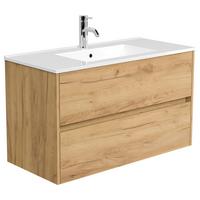 Waschtischkombi Limes Eiche Dekor B: 101 Cm - Eichefarben/Weiß, MODERN, Keramik/Holzwerkstoff (101/58,6/47cm) - MID.YOU