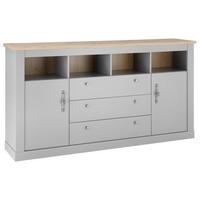 Sideboard Chambord Hellgrau/Eiche Dekor B: 198cm - Eichefarben/Hellgrau, Design, Holzwerkstoff (198/104/44cm) - MID.YOU