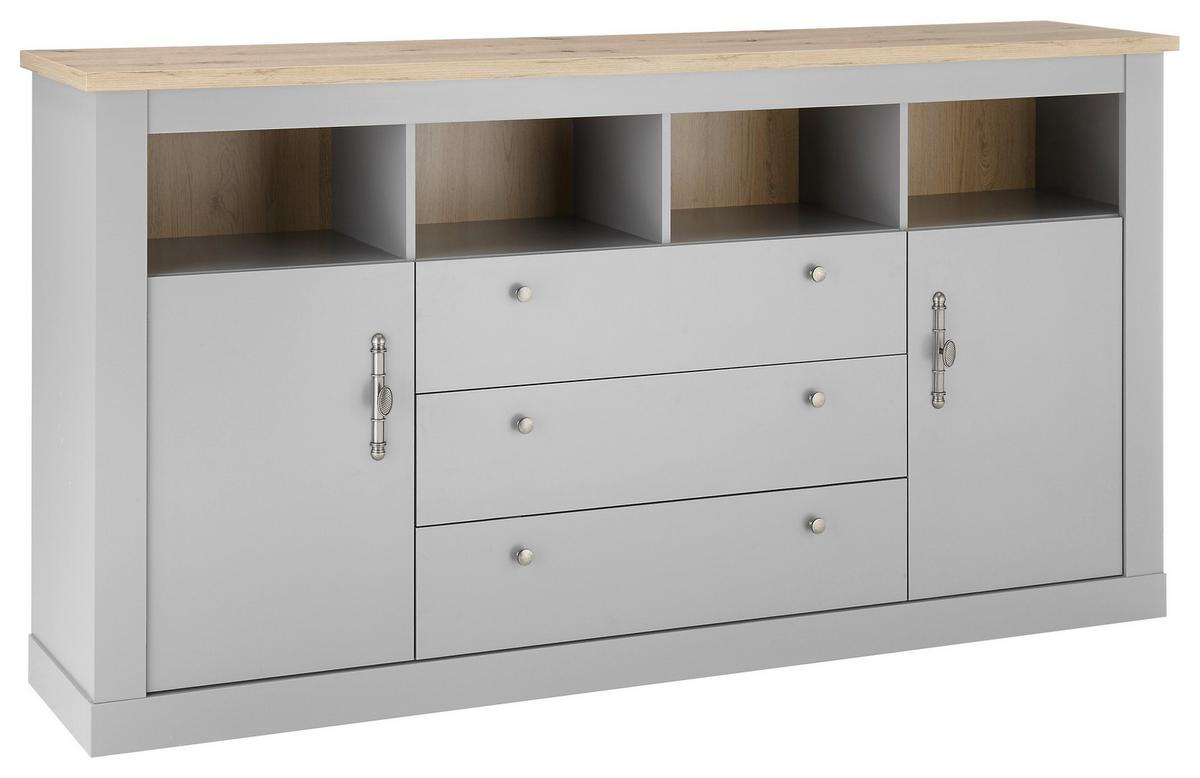 Sideboard Chambord Hellgrau/Eiche Dekor B: 198cm - Eichefarben/Hellgrau, Design, Holzwerkstoff (198/104/44cm) - MID.YOU