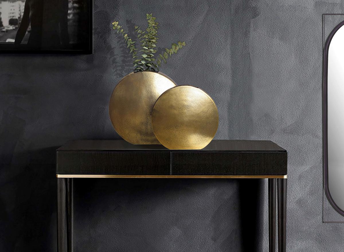 Dekovase 2er Set Goldfarben B: 35 Cm - Goldfarben, Design, Metall (35/34/13,5cm) - Livetastic