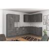 Eckküche Ip1200 ohne Geräte 320x185 cm Betonoptik - Schieferfarben/Dunkelgrau, Basics (320/185cm)