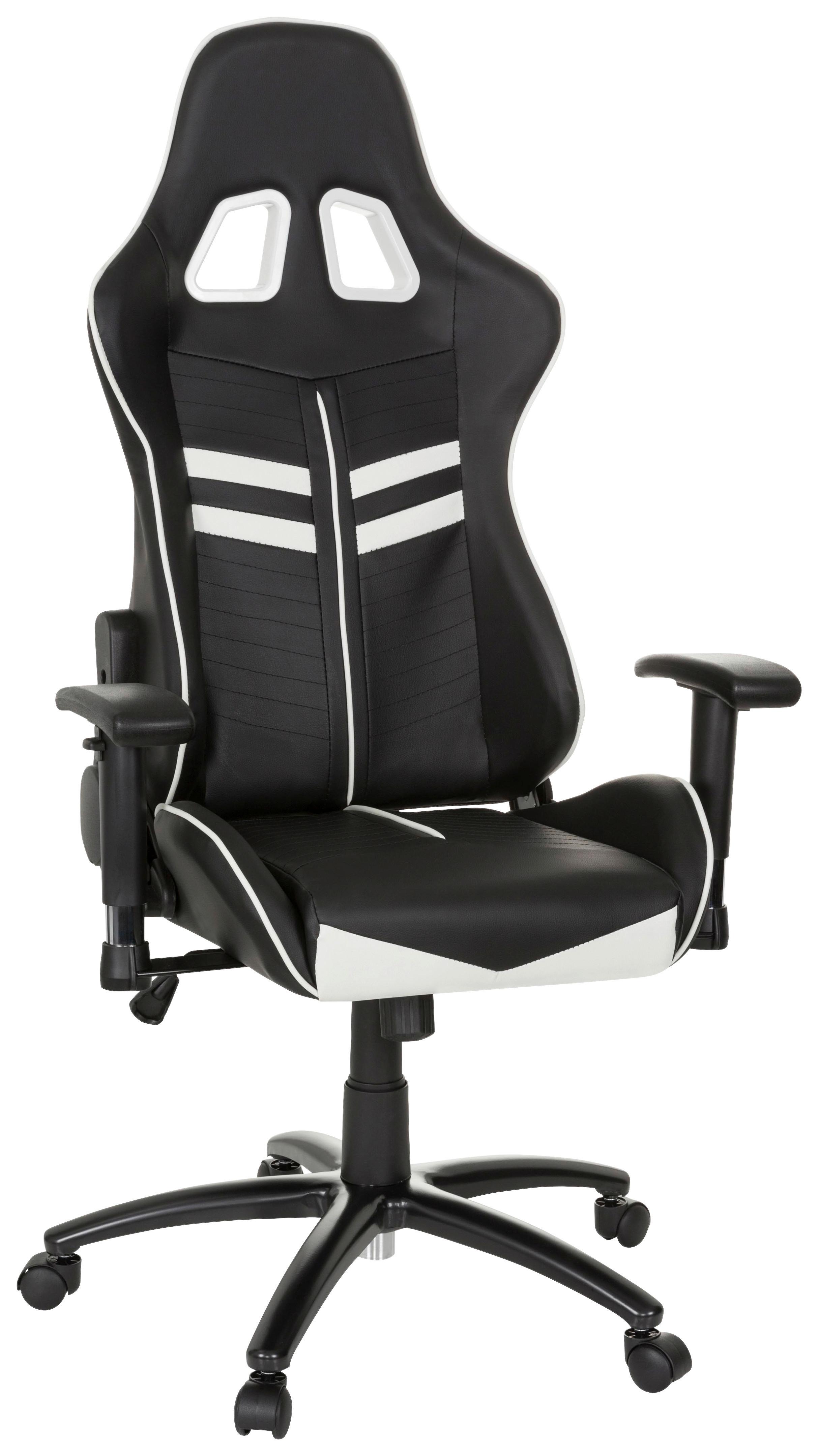 Gamingstuhl League Pro Schwarz/weiß - Schwarz/Weiß, MODERN, Kunststoff/Textil (72/138/63cm) - MID.YOU