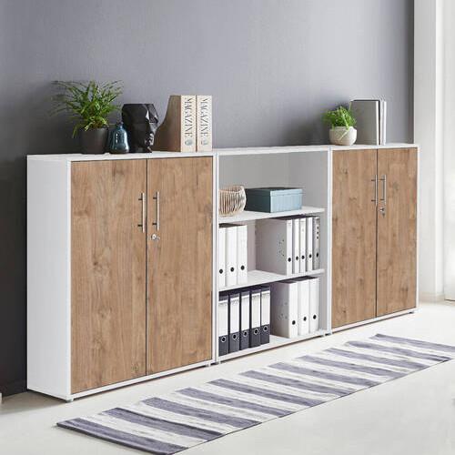 Office Edition B: 253,2 cm Eichefarben/Weiß - Eichefarben/Weiß, MODERN, Holzwerkstoff (253,2/113,6/33cm) - MID.YOU