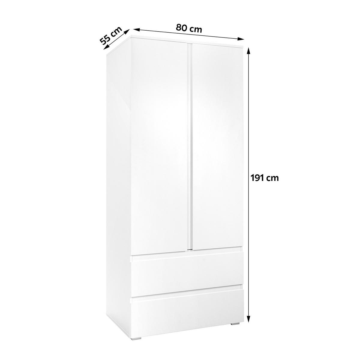 Drehtürenschrank Mit Laden B: 80 Cm Image, Weiß - Weiß, Basics, Holzwerkstoff (80/191/55cm) - MID.YOU