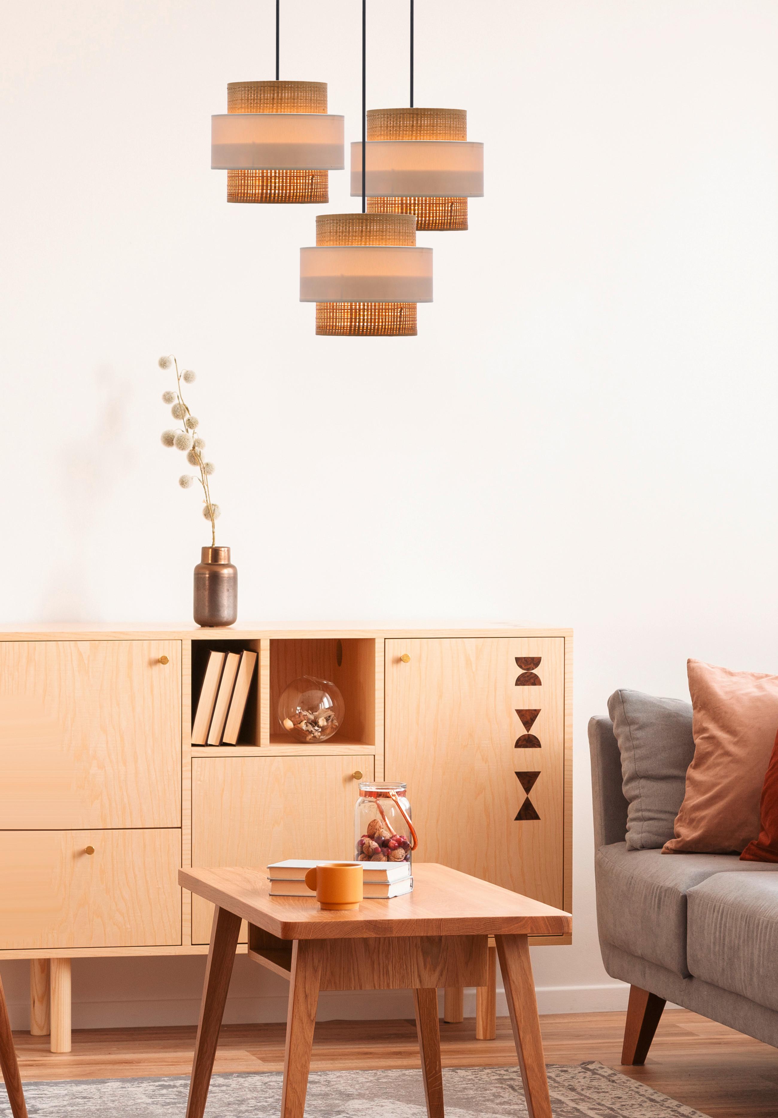 Pendelleuchte 33-18212 Rattan - Creme/Schwarz, Natur, Kunststoff/Metall (45/45cm)