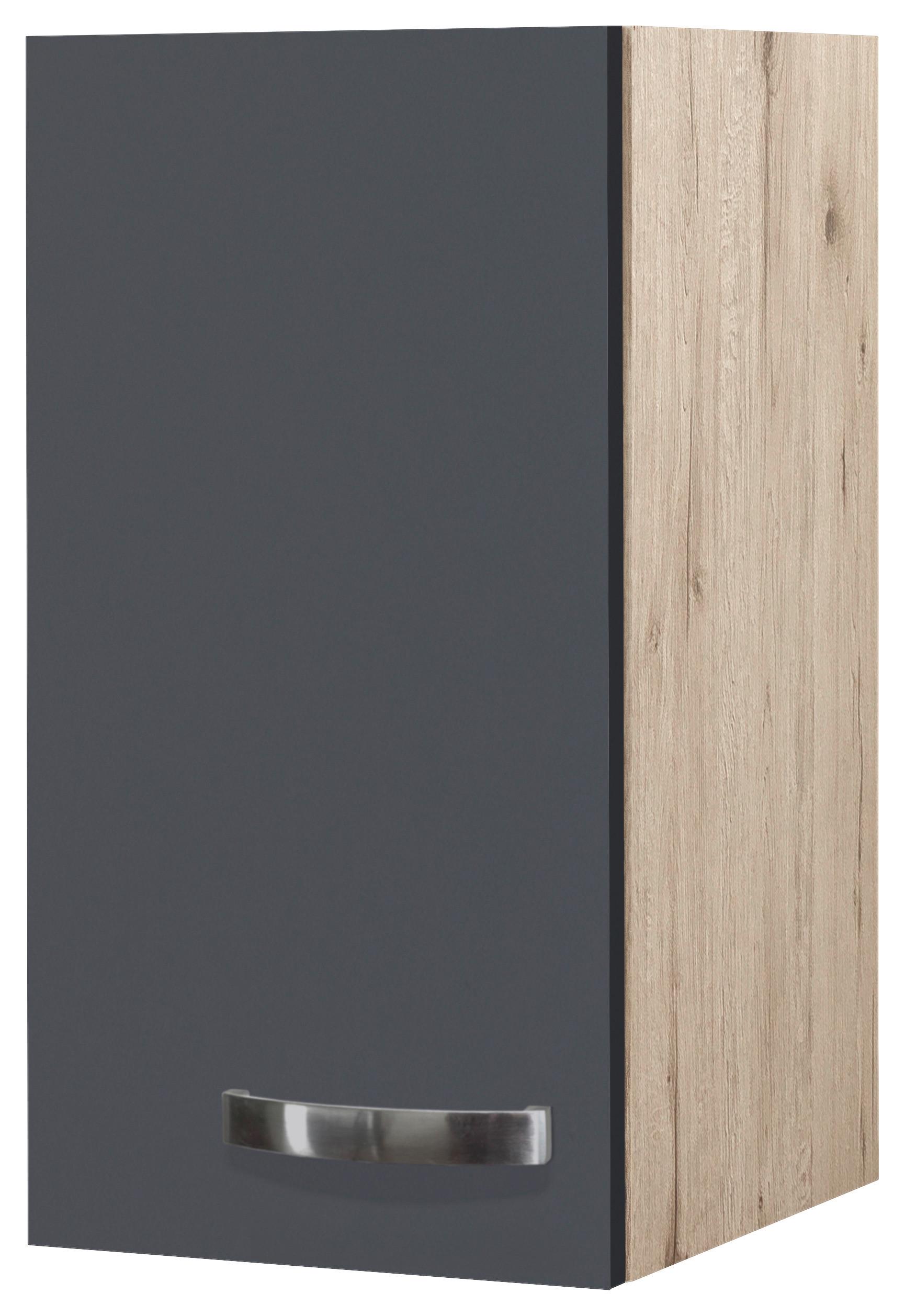 Küchenoberschrank Shadow 30 cm Grau/Eiche Dekor 1 Drehtür - Dunkelgrau/Eiche San Remo, MODERN, Holzwerkstoff (30/54/32cm)