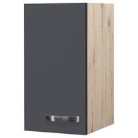 Küchenoberschrank Shadow 30 Cm Grau/eiche Dekor 1 Drehtür - Dunkelgrau/Eiche San Remo, MODERN, Holzwerkstoff (30/54/32cm)