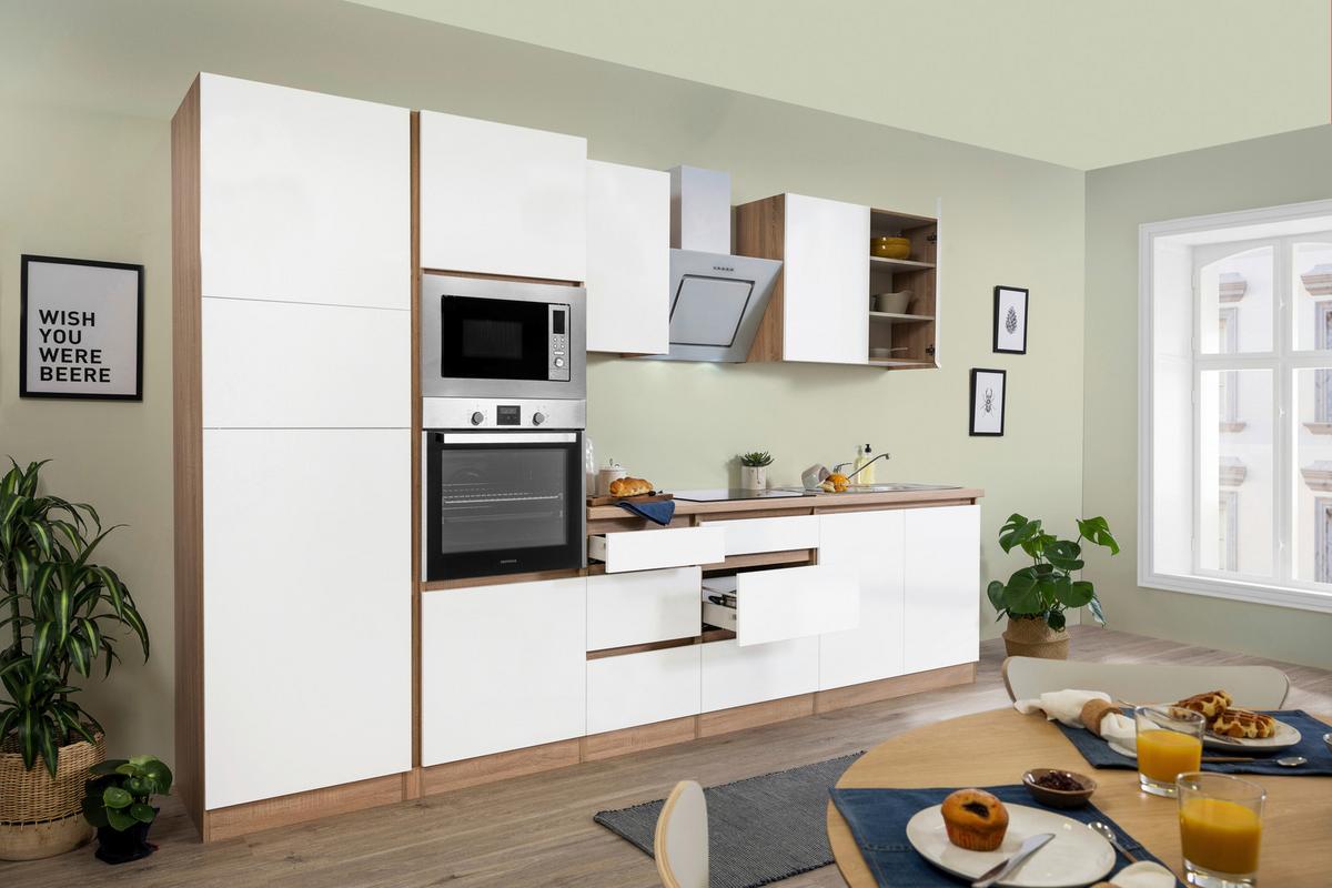 Küchenblock Lorena Küchenblock 335 Cm - Eichefarben/Weiß, Basics, Holzwerkstoff (335cm) - Respekta
